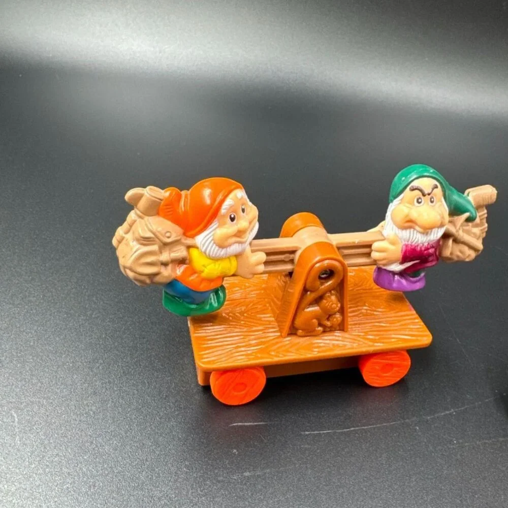 McDonald's Disney Snow White Happy & Grumpy Doc Rolling Toy Figurine 1990's